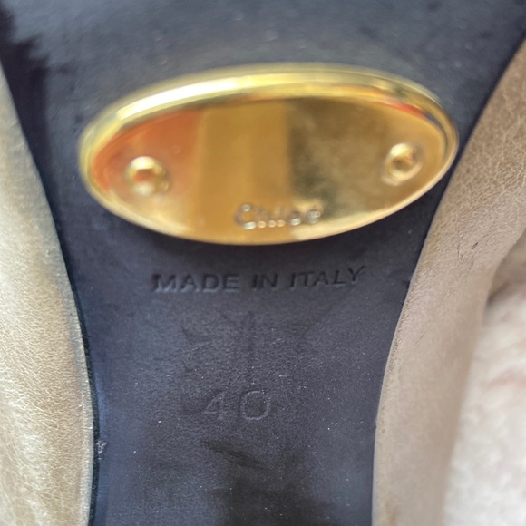 Chloe Mary Jane Leather Block Heels Pumps Shoes Taupe EU 40 US 10 - Picture 12 of 17